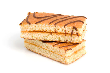 two stacked Cake with stripes over white background