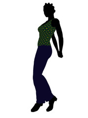 African American Casual Woman Illustration Silhouette