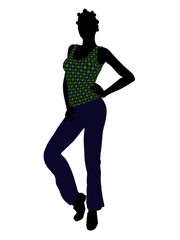 African American Casual Woman Illustration Silhouette