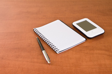 pda, notebook and pen