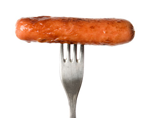 Fried Sausage on a fork