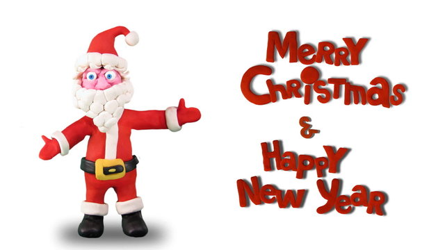 Santa Claus dance with words "Happy new year"