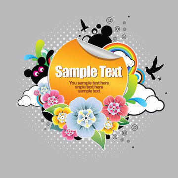 Sticker for text with floral elements