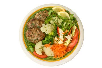 meat rissoles with vegetables