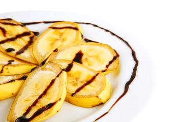 sliced banana with chocolated