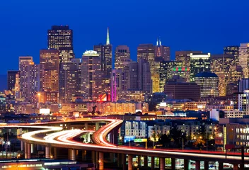 Crédence de cuisine en verre imprimé San Francisco San Francisco at night