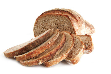 sliced french bread on white