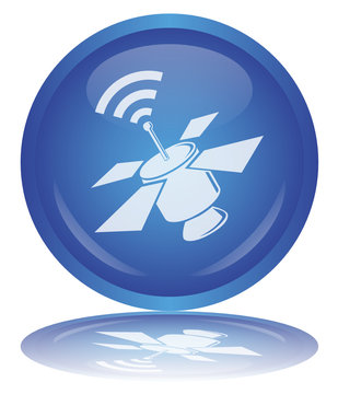 Bouton "Satellite" (Spatial - T&eacute;l&eacute;communications - Vecteur)