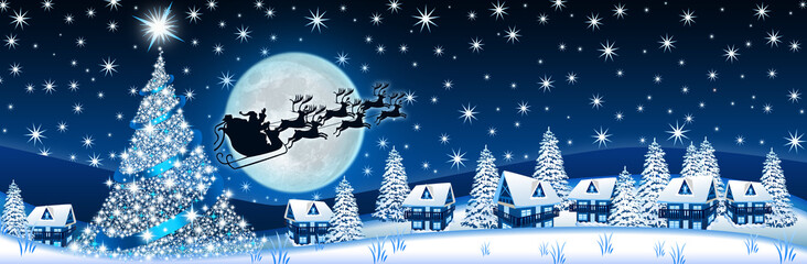 Obraz na płótnie Canvas Blue Christmas Krajobraz z Santa Claus