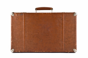 Traveling - old-fashioned suitcase isolated