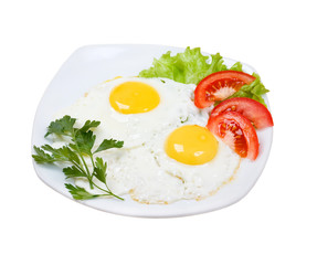 Delicious egg with vegetable close up