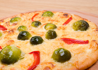 vegetable pizza with brussels sprouts.