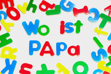 Wo ist Papa ,in bunten Buchstaben
