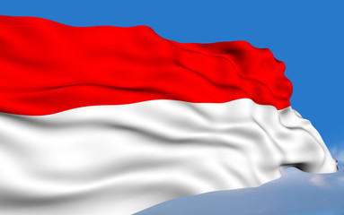 Indonesian flag waving on wind