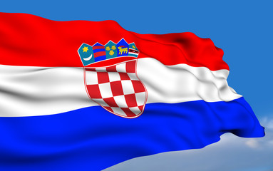 Croatian flag waving on wind