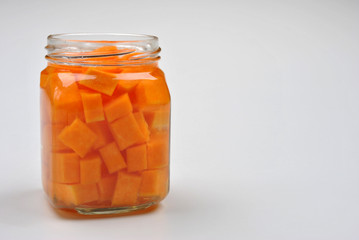 organic butternut squash prepared for a soup