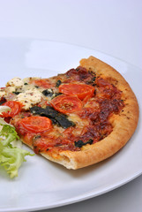 home made italian pizza with salami and cheese