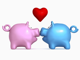 küssende Sparschweine