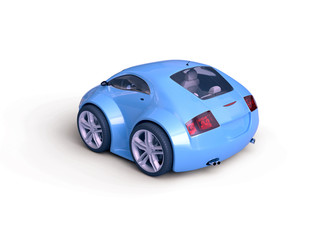 Obraz na płótnie Canvas Baby Coupe Rear View (Little Blue Tiny Isolated Concept Car)