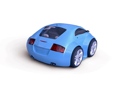 Baby Coupe Rear View  (Little Blue Tiny Isolated Concept Car)