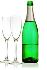 champagne bottle from green glass