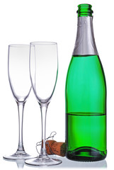 champagne bottle and wineglasses