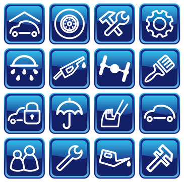 Cars spare parts and service buttons
