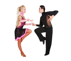 couple dancing latino over white