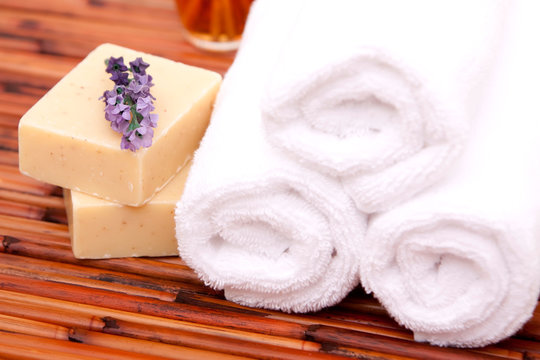Spa towels with soaps