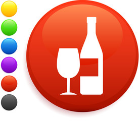 wine icon on round internet button