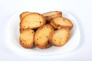 Home-maid rusk with raisins on plate