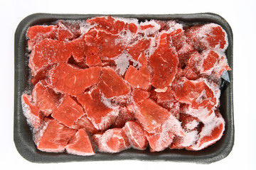 Frozen stew meat top view