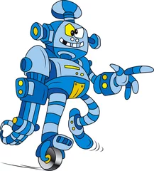 Photo sur Plexiglas Robots Illustration vectorielle du personnage de robot en laiton bleu fou