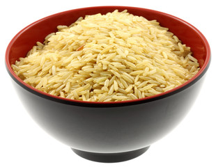bol chinois noir riz complet jaune fond blanc