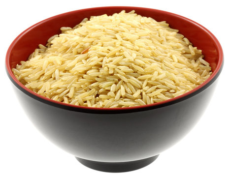 bol chinois noir riz complet jaune fond blanc