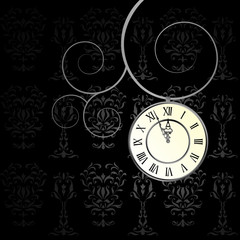 vector background with a clock - moving hands of the clock