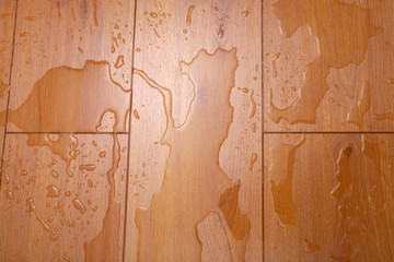 Water on a wooden covering