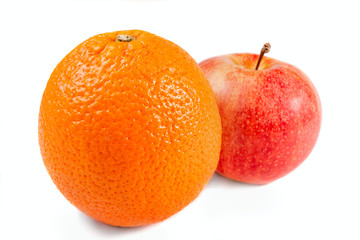orange and apple isolated