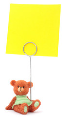 small bear support with paper