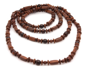 wooden beads over white