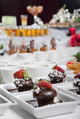 Asian Fusion appetizers and desserts on table