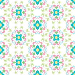 Fototapeta na wymiar seamless flowers pattern isolated on white background
