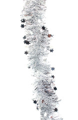 Silvery tinsel, isolated.