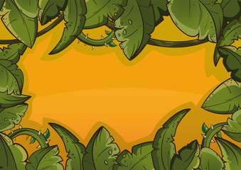 Banner of tropical leaves orange
