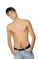 Young the man. Topless