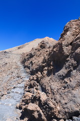 Narrow trac to top of volcano Teide
