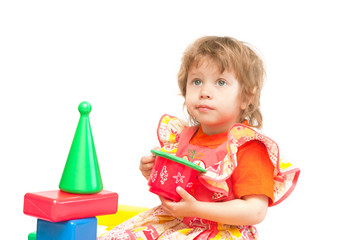 Two children play cubes