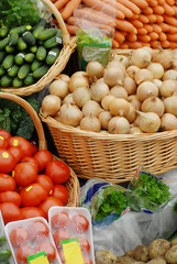 many different ecological vegetables at market