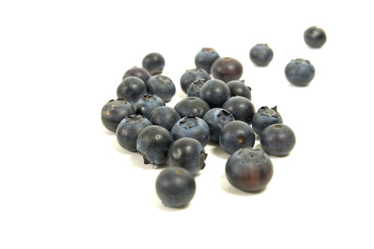 Bluberries on white