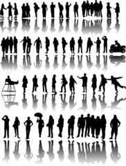 Silhouete of people with reflections
